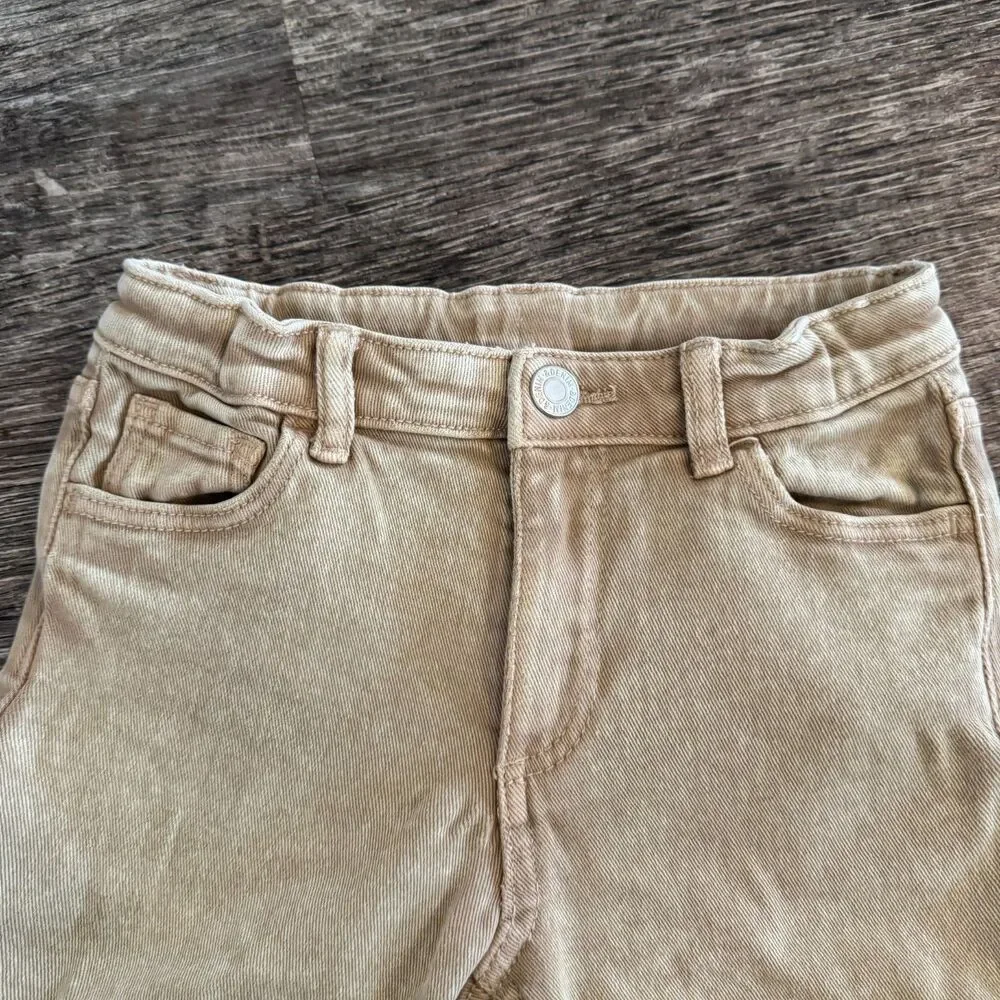 H&M Kaki girls cargo bootcut pants- size 6x